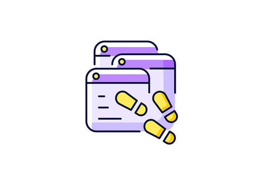 Online surveillance and censorship purple RGB color icons set