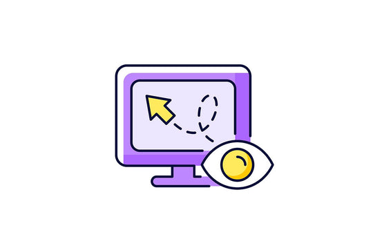 Online surveillance and censorship purple RGB color icons set