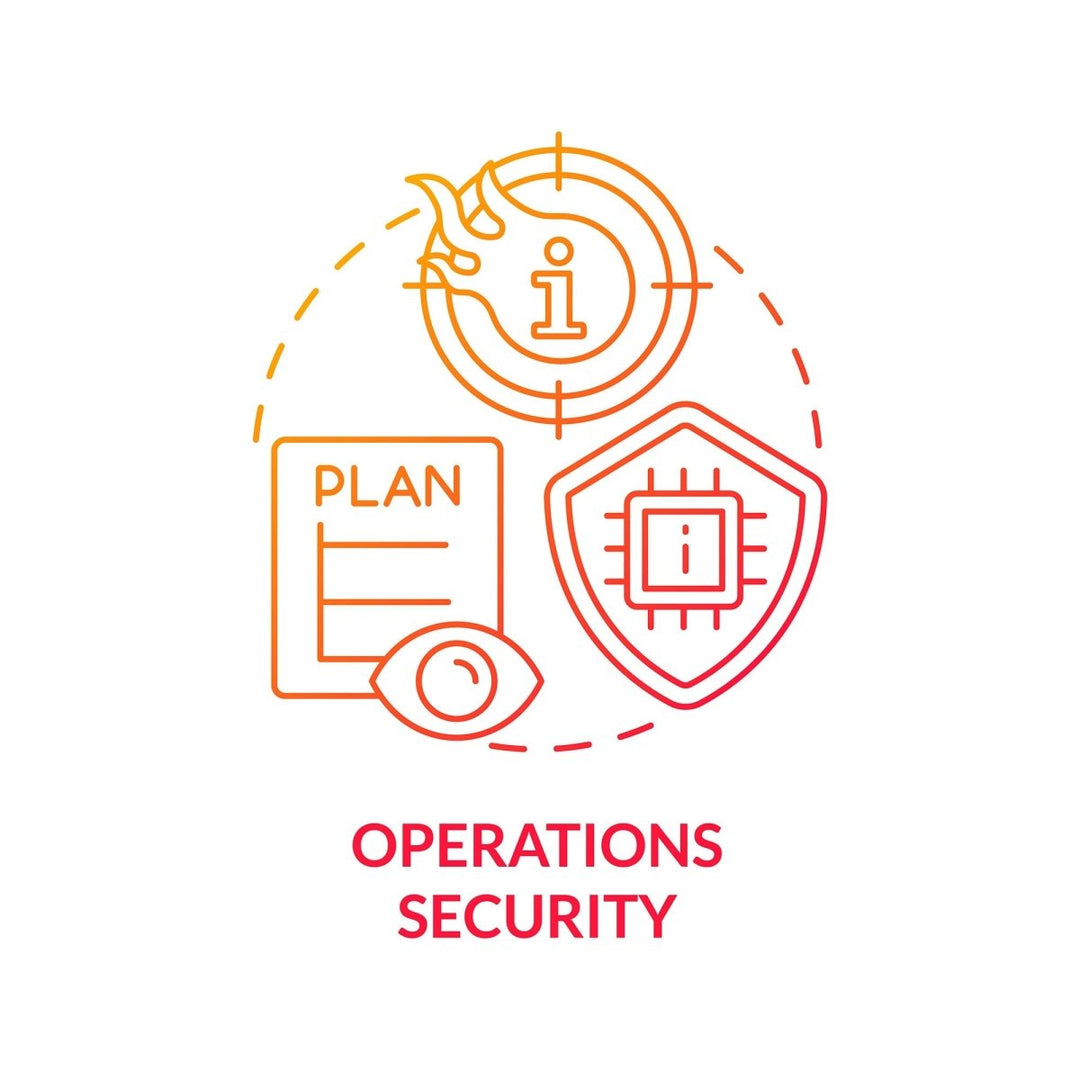 Operations security red gradient concept icon