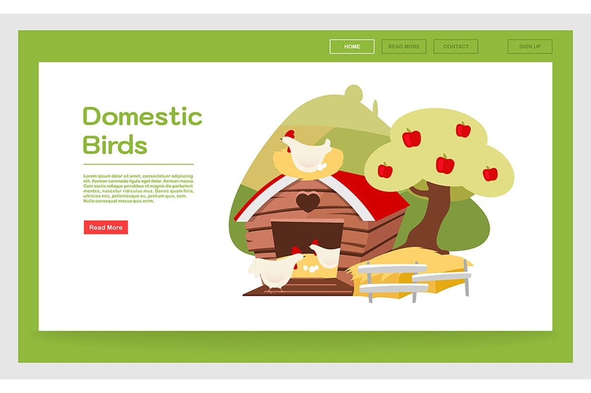 Organic food landing page vector template