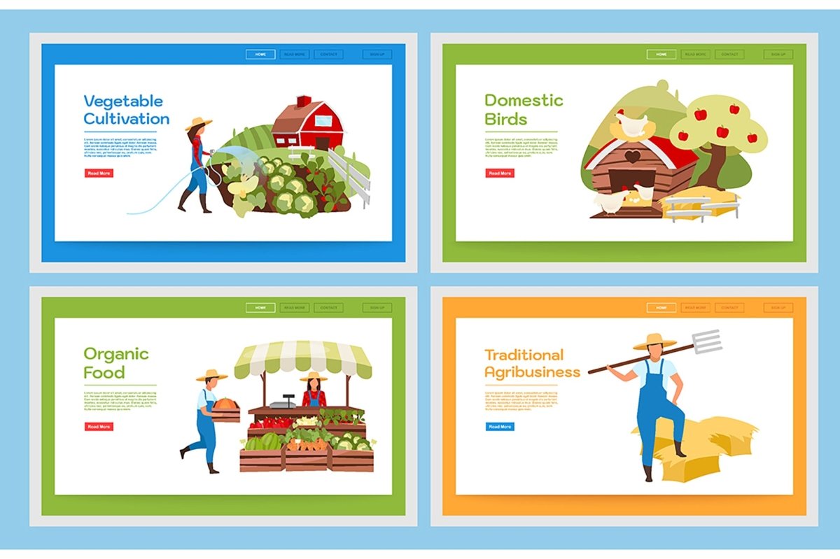 Organic food landing page vector template
