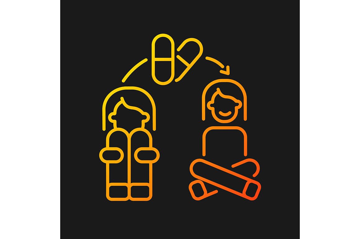 Panic disorder gradient icons set for dark and light mode