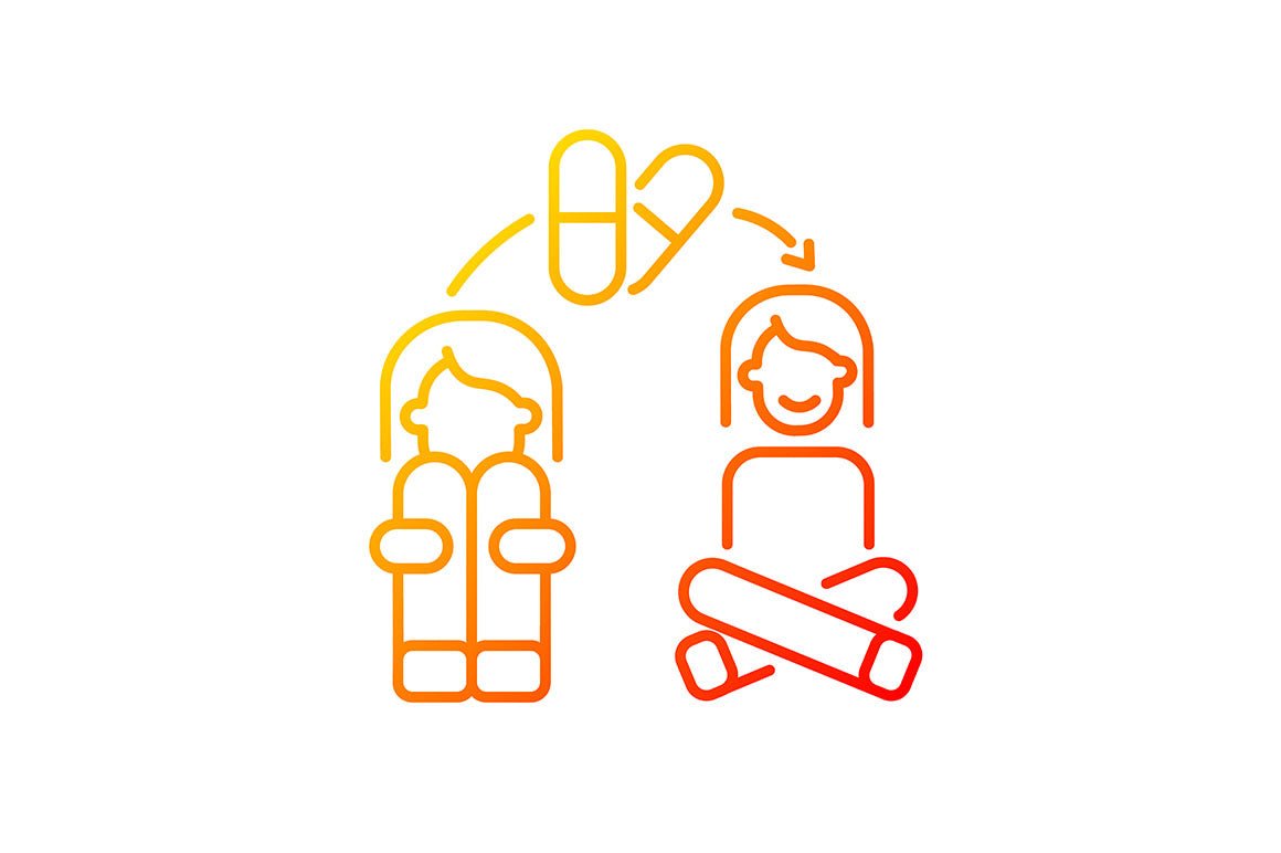 Panic disorder gradient icons set for dark and light mode