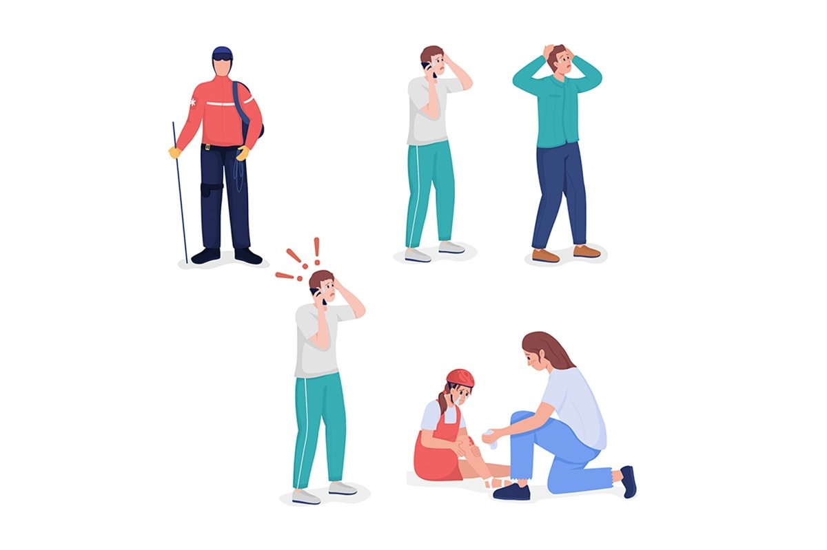 Panic people color vector character set