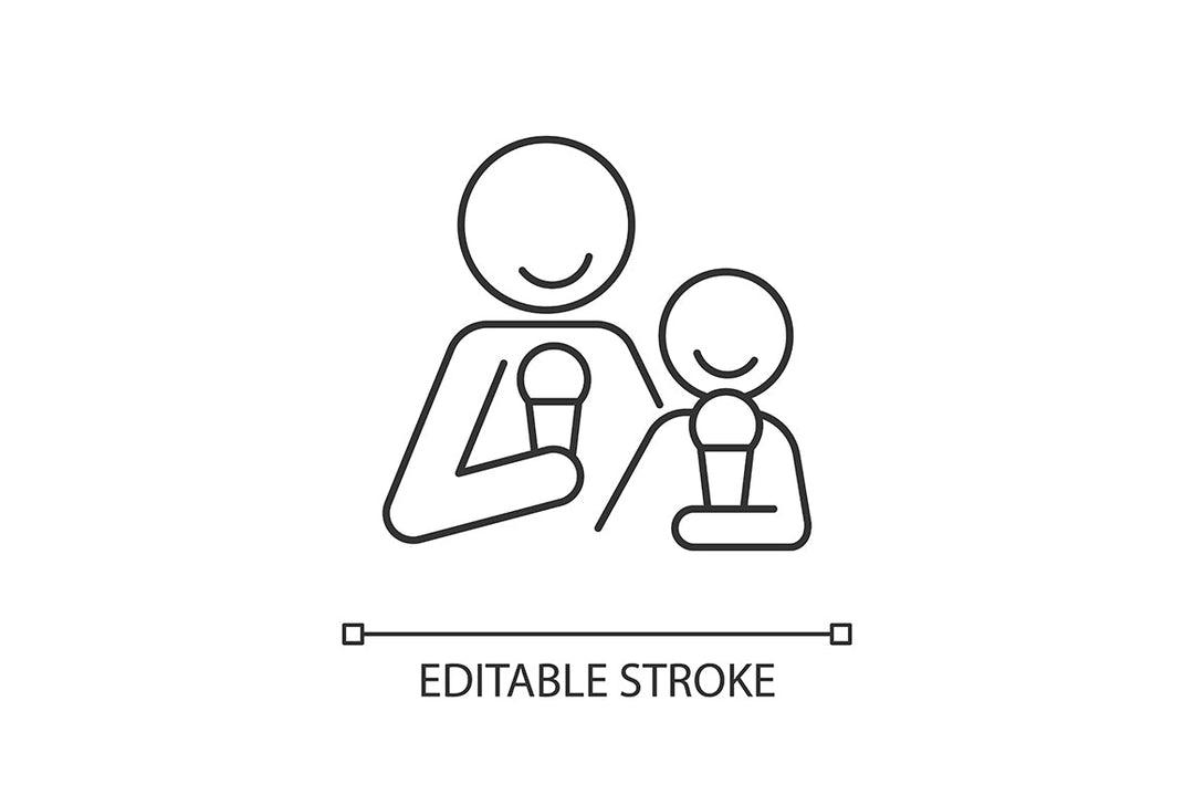 Parent and child interaction linear icons set for dark and light mode