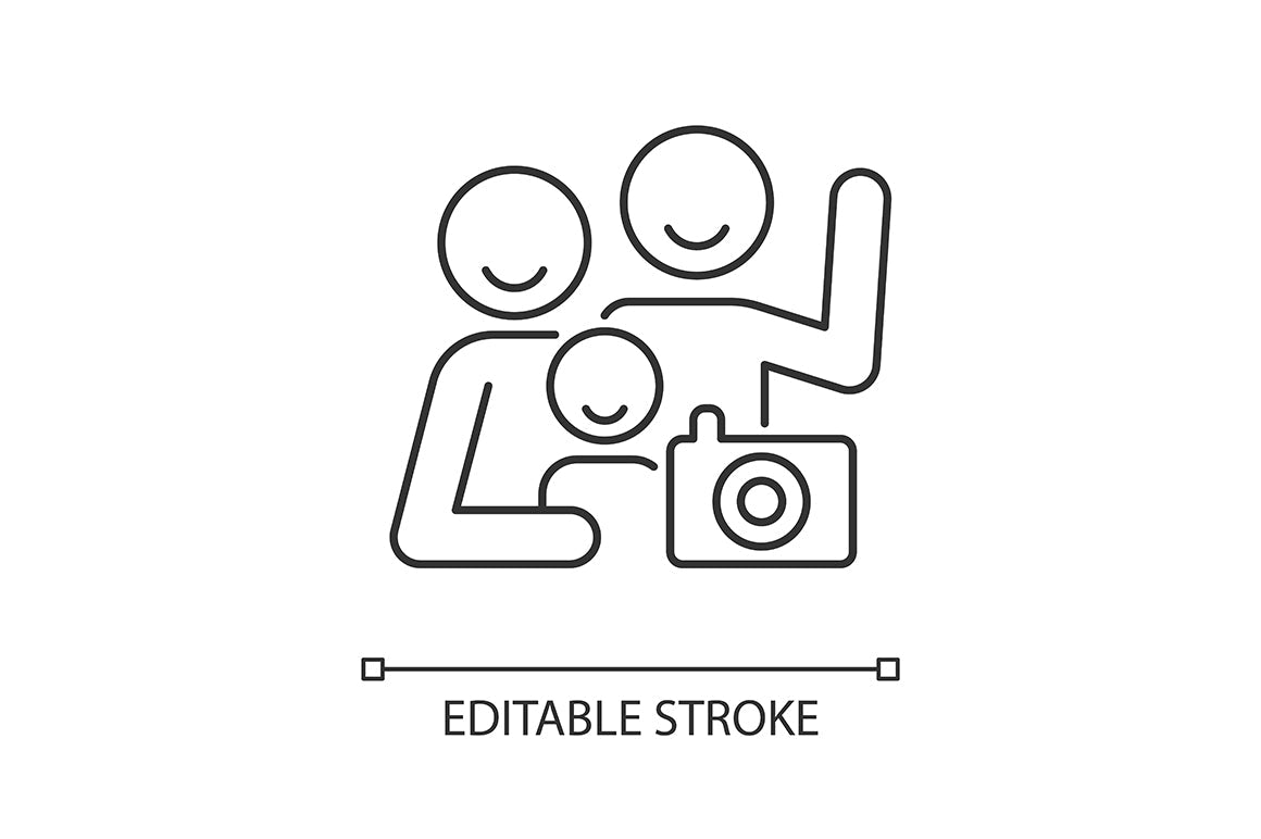 Parent and child interaction linear icons set for dark and light mode