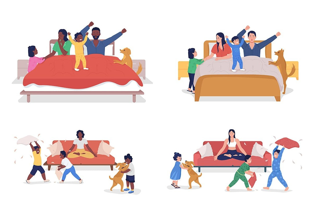 Parenting challenges flat color vector illustration set