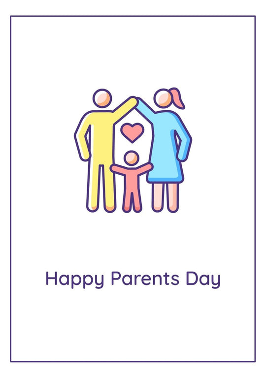 Parents day celebration greeting cards with color icon element set