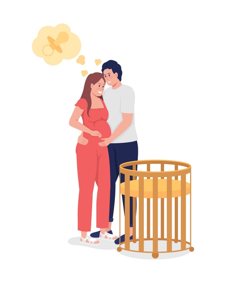 Parents expecting baby 2D vector isolated illustration set