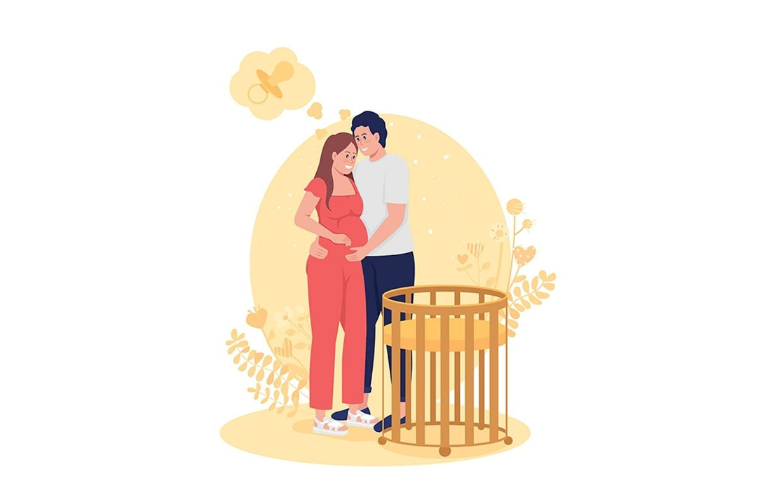 Parents expecting baby 2D vector isolated illustration set