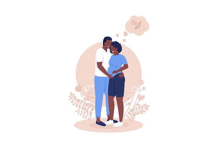 Parents expecting baby 2D vector isolated illustration set