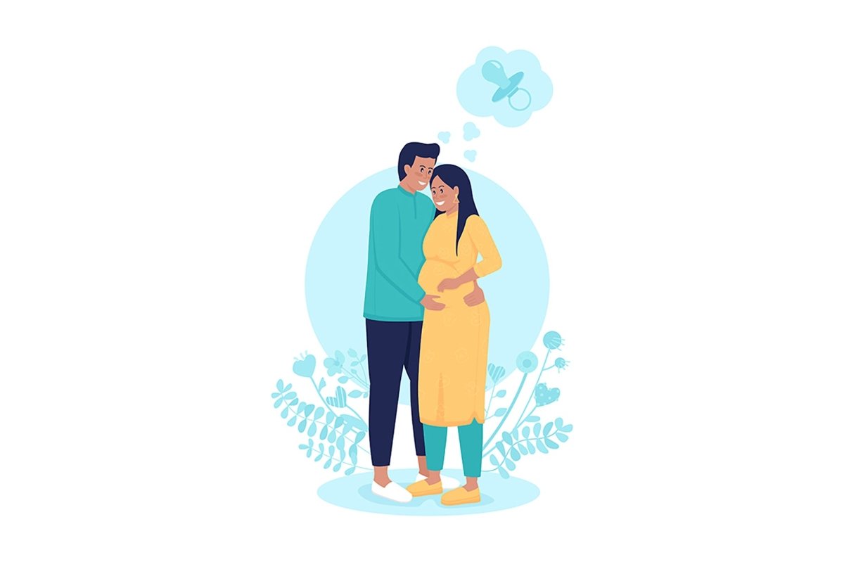 Parents expecting baby 2D vector isolated illustration set