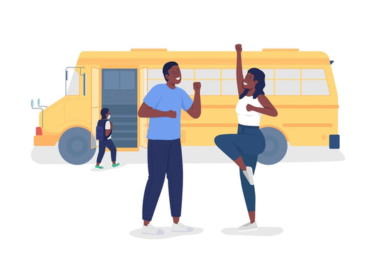 Parents send kid to school semi flat color vector characters