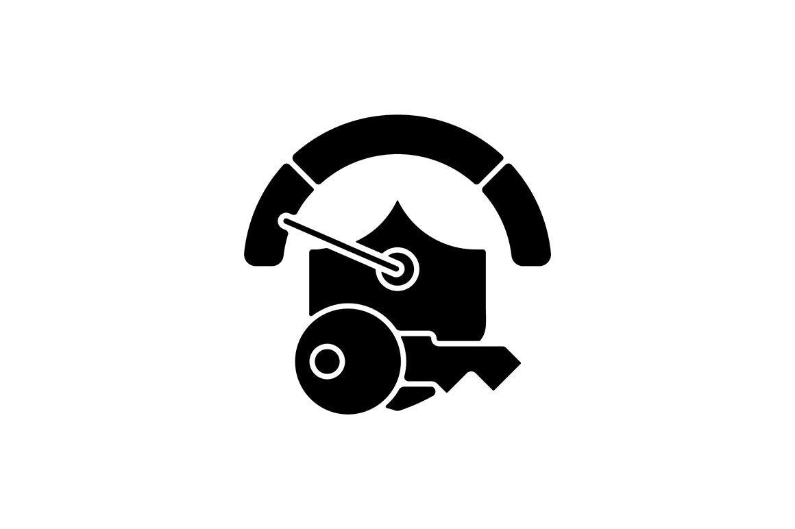 Password management black glyph icons set