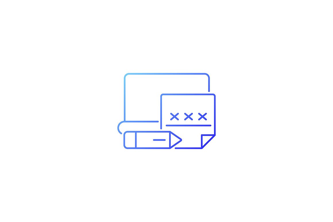 Password management gradient icons set for dark and light mode