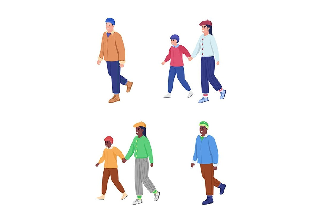 People on winter flat color vector character set