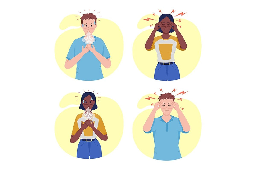 People with illness semi flat color vector character set
