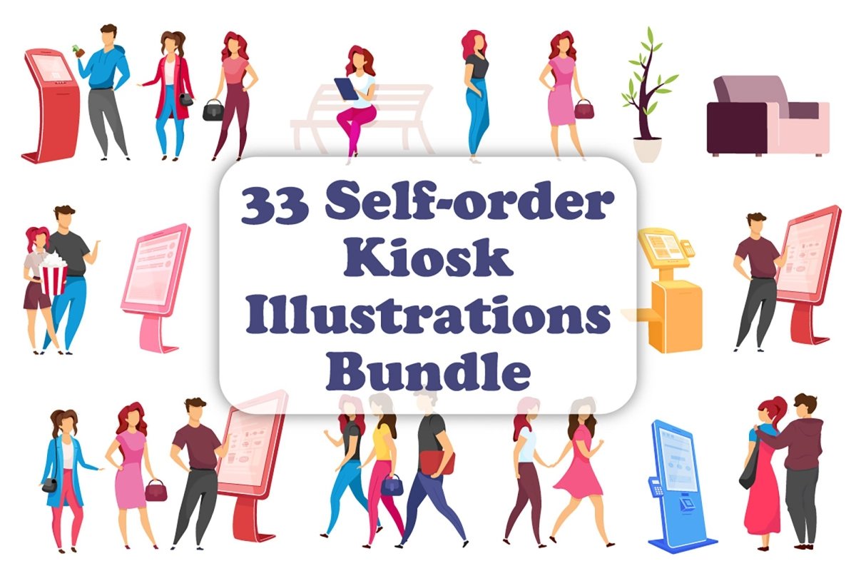 People with terminal service vector character bundle
