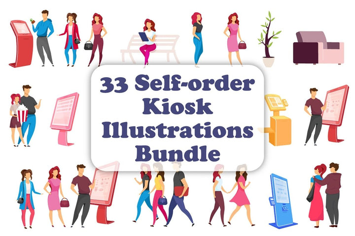 People with terminal service vector character bundle