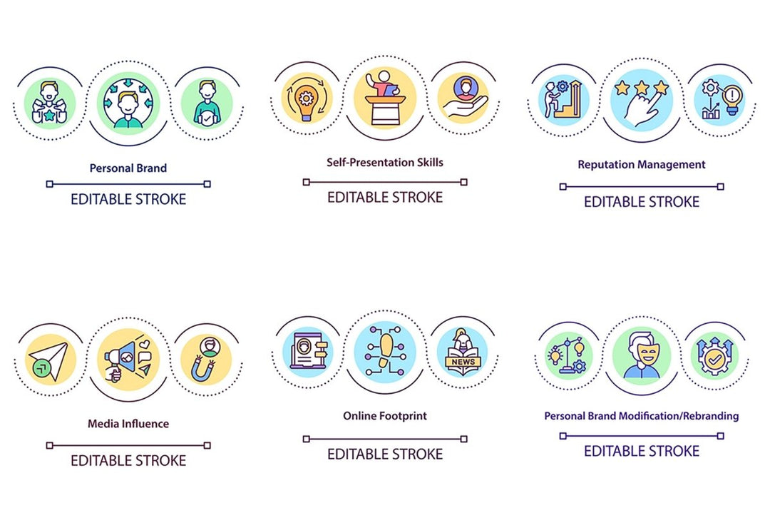 Personal brand concept icon set