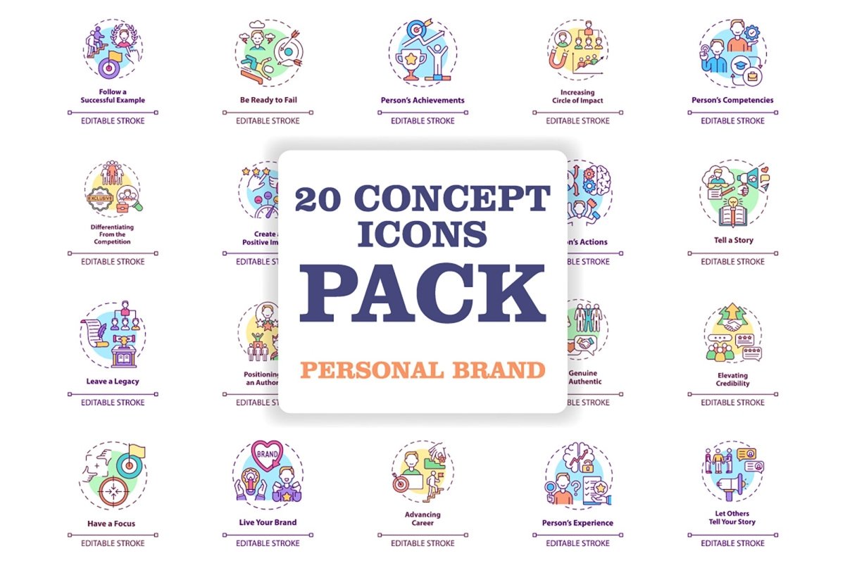 Personal brand concept icons bundle