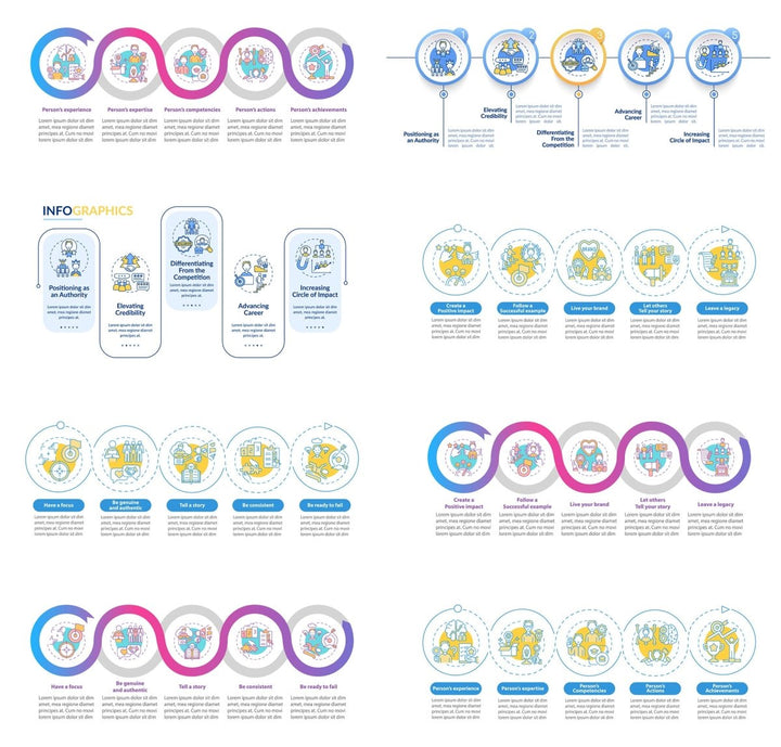 Personal brand tasks vector infographic template bundle