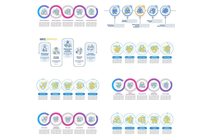 Personal brand tasks vector infographic template bundle