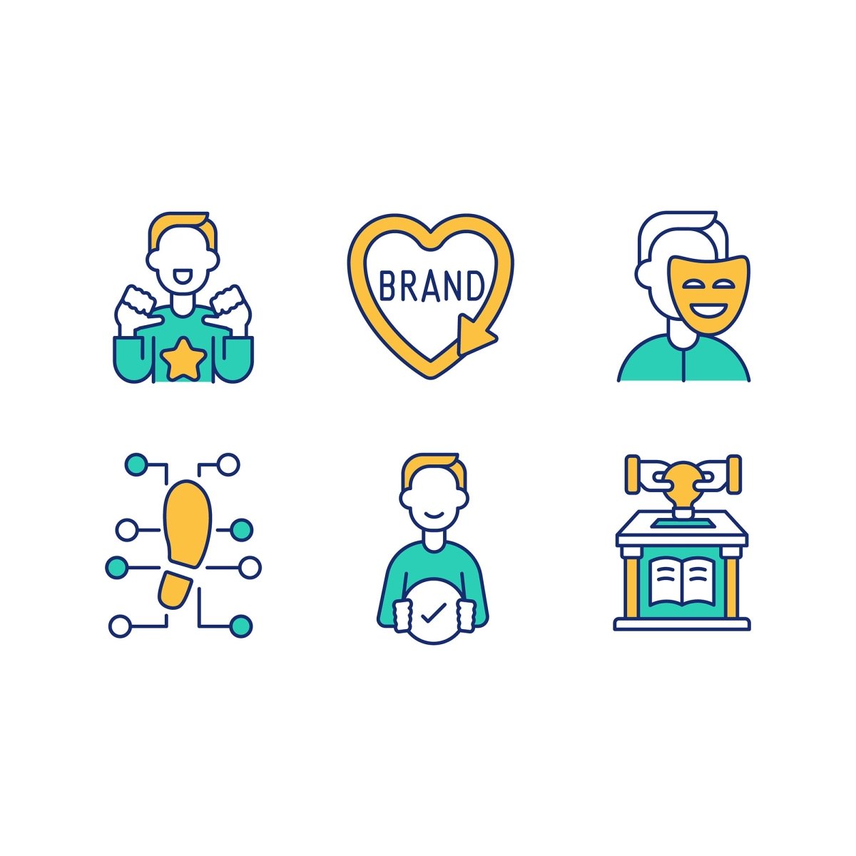 Personal branding green, orange RGB color icons set