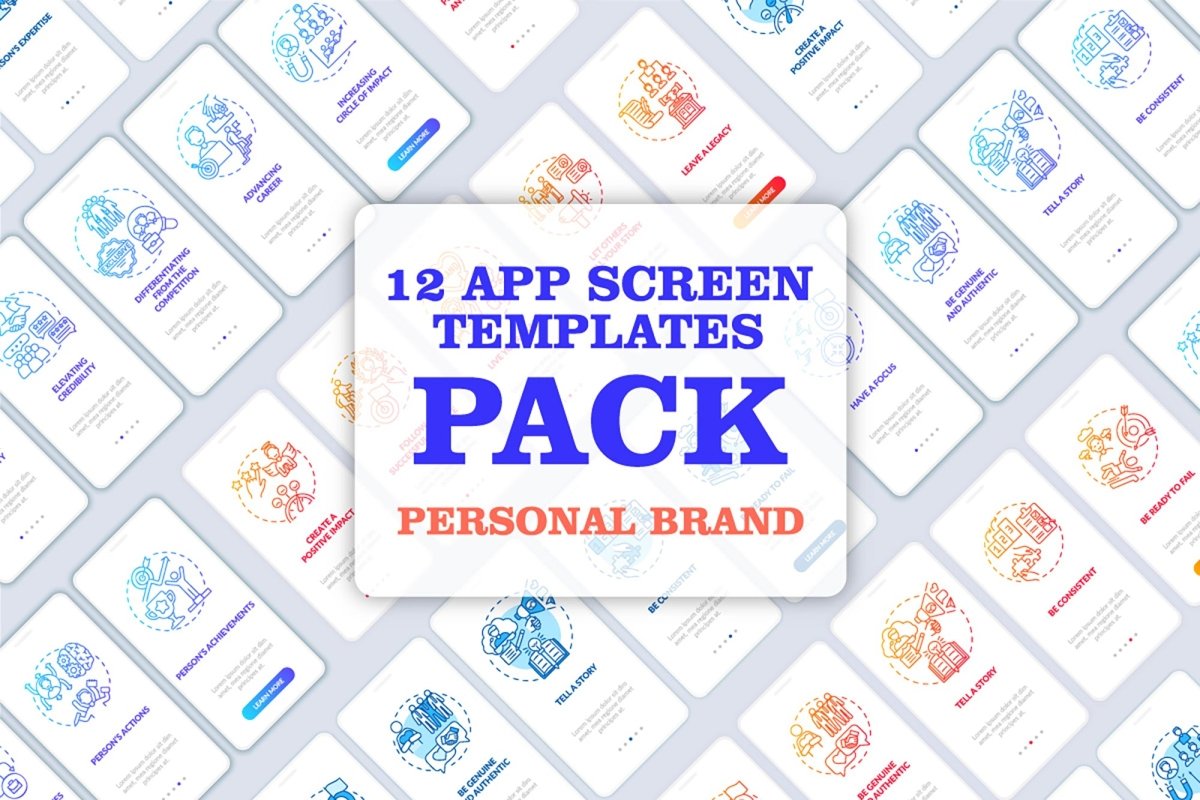 Personal branding mobile app page screen bundle