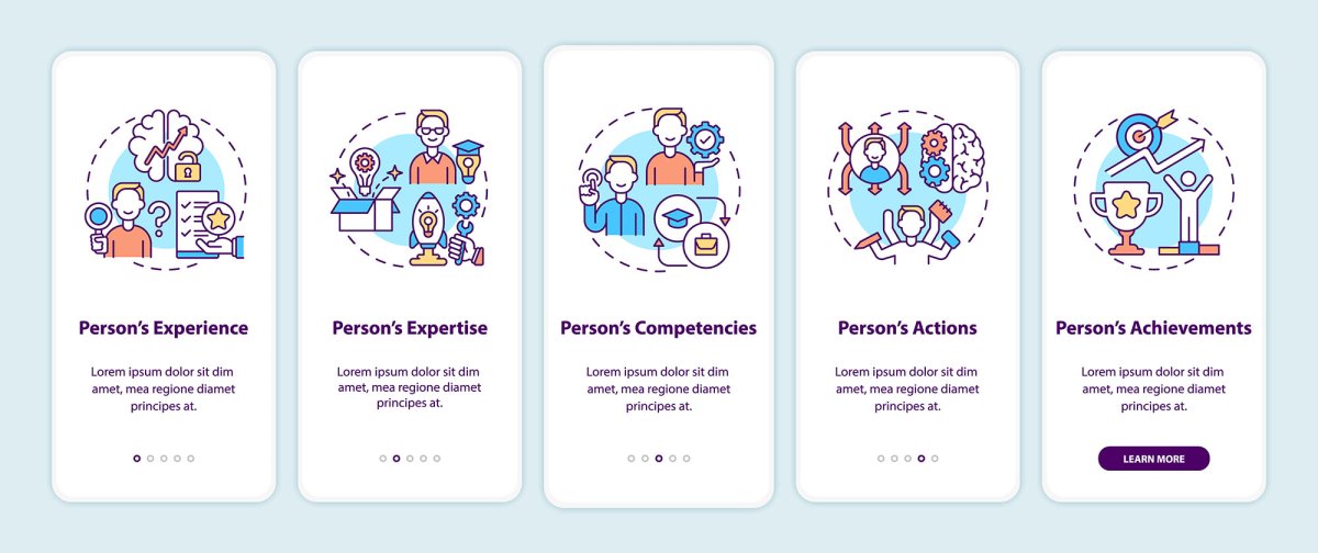 Personal branding onboarding mobile app page screen bundle