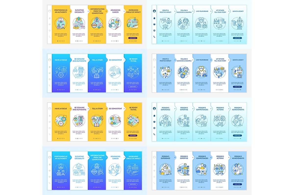 Personal branding onboarding vector template bundle