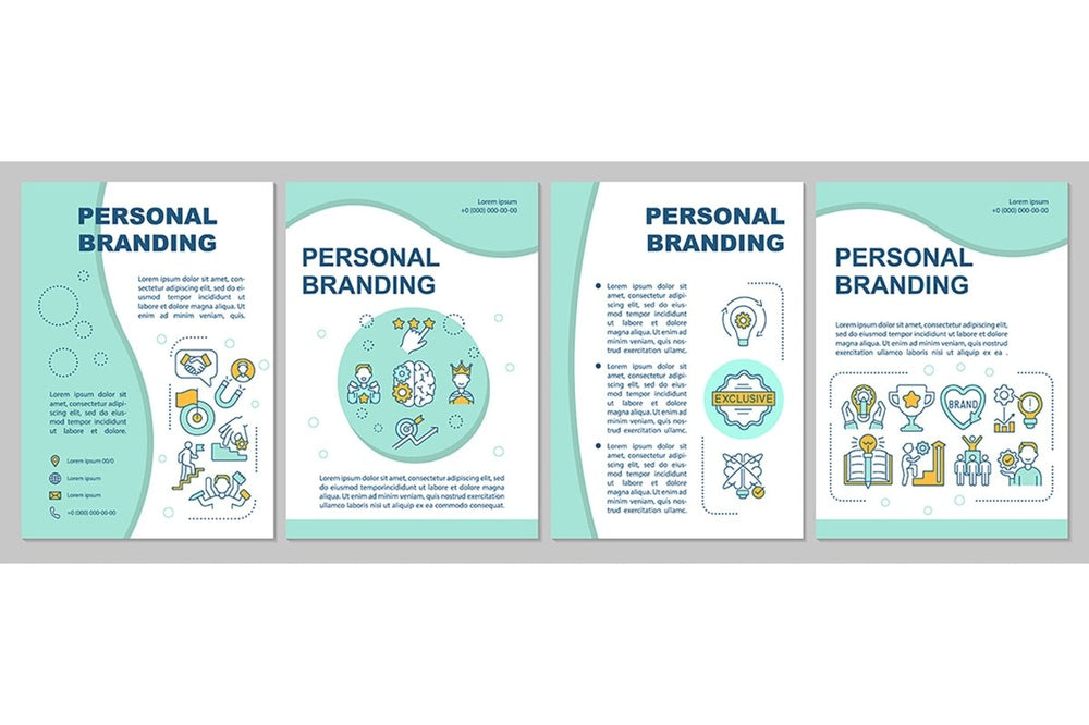 Personal branding strategy tips brochure template set