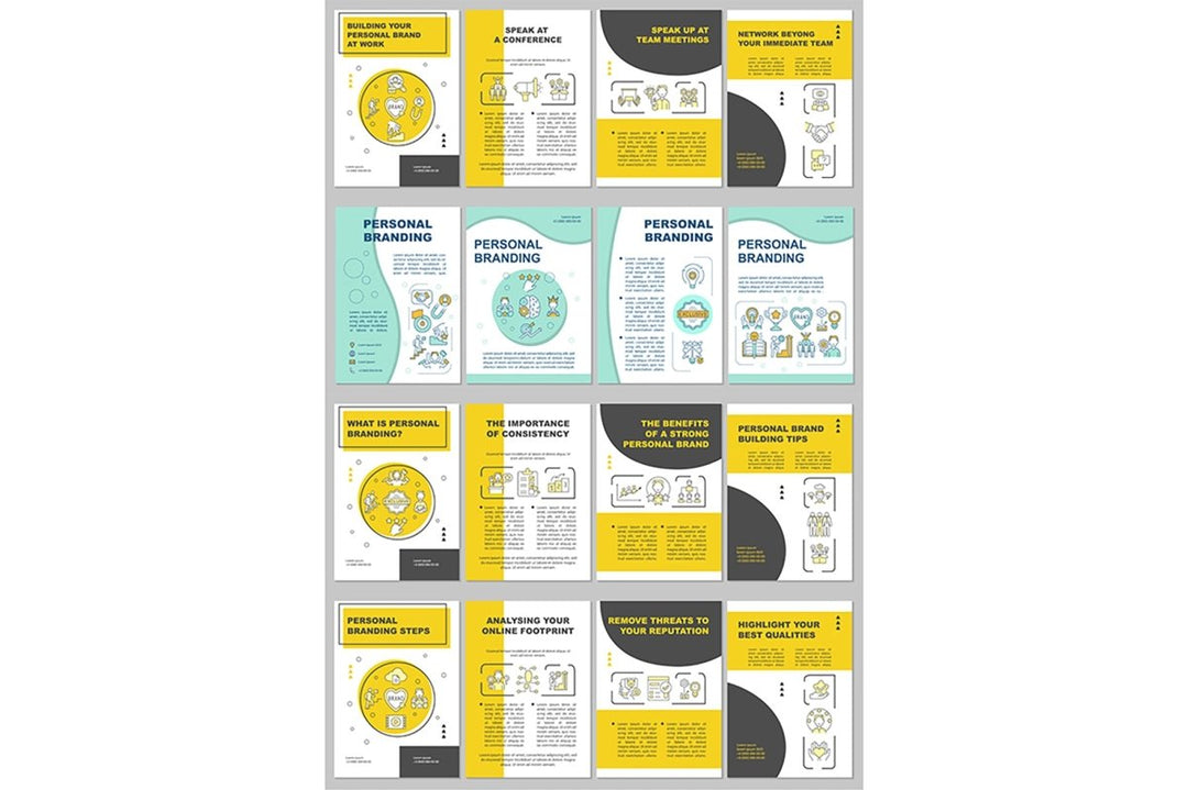 Personal branding strategy tips brochure template set