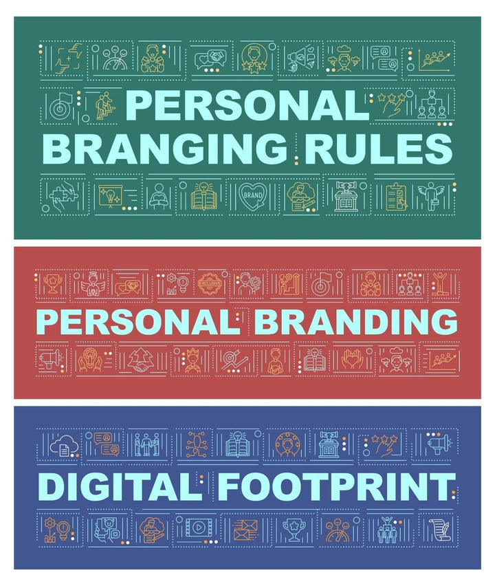 Personal branding word concepts banner set