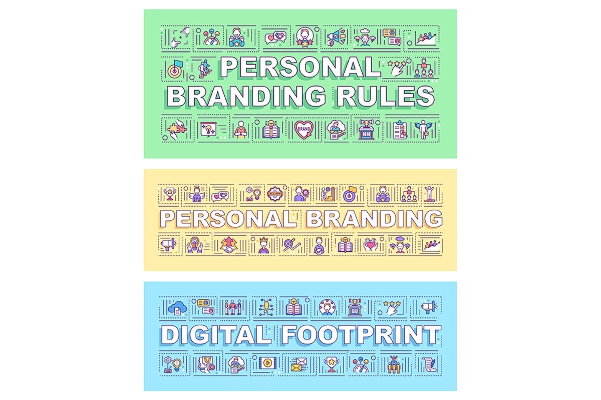 Personal branding word concepts banner set