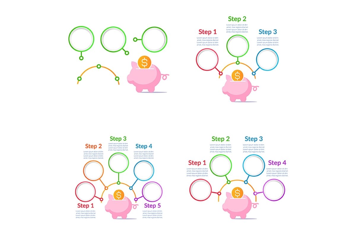 Personal finance infographic chart template bundle