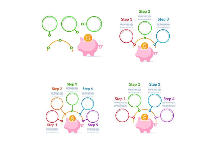 Personal finance infographic chart template bundle
