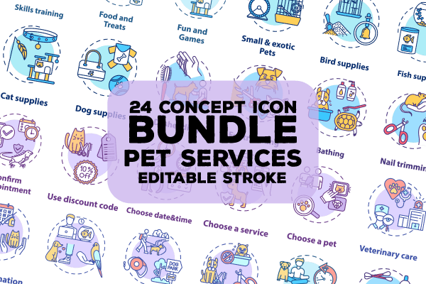 Pet Services Concept Icons Bundle