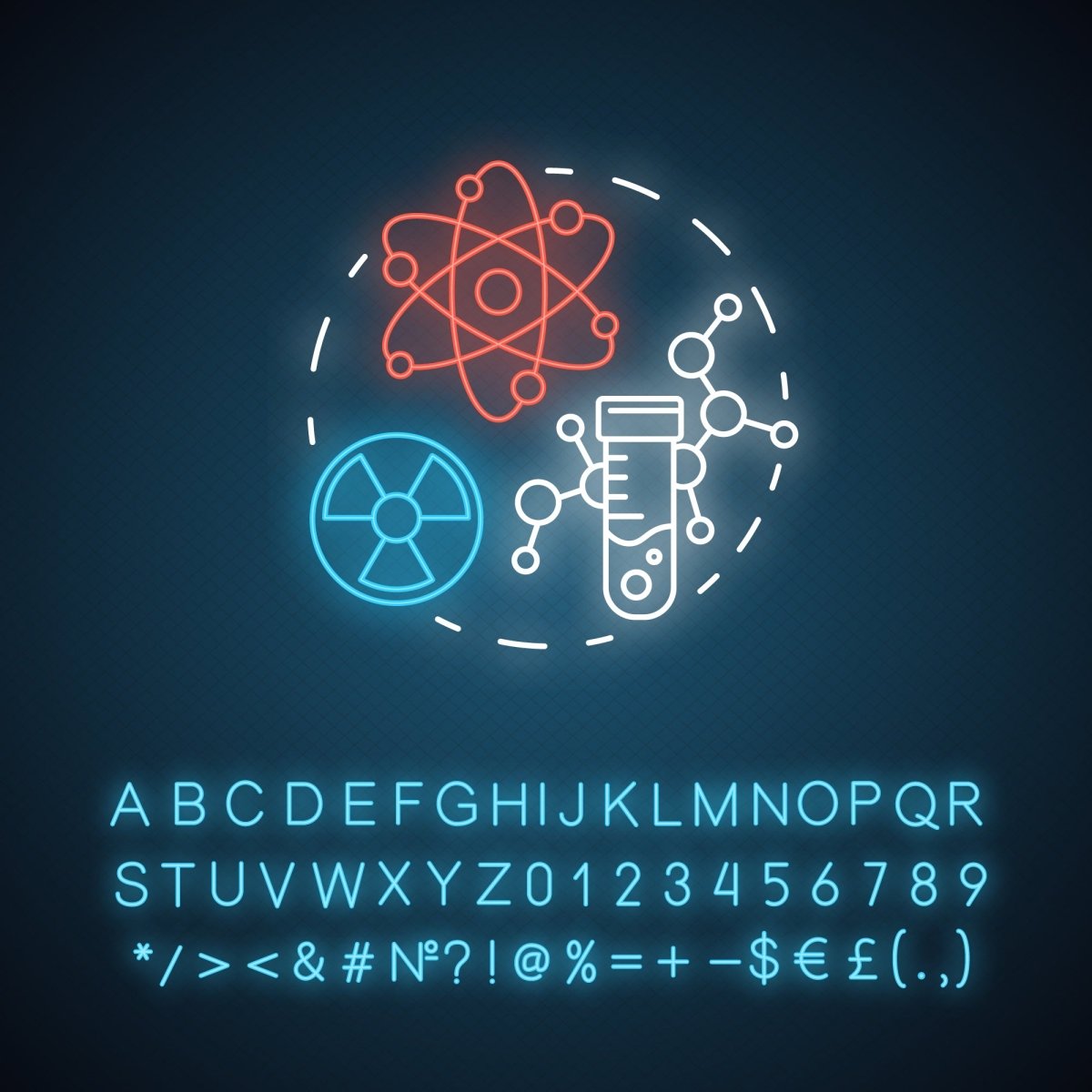 Pharmacy neon light concept icon bundle