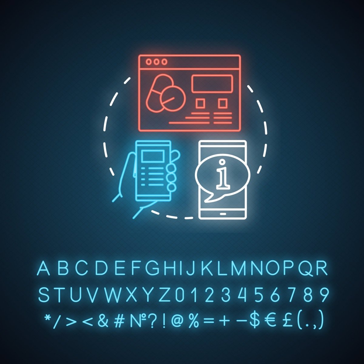 Pharmacy neon light concept icon bundle