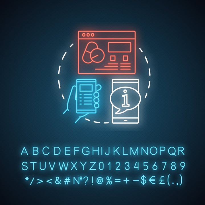 Pharmacy neon light concept icon bundle