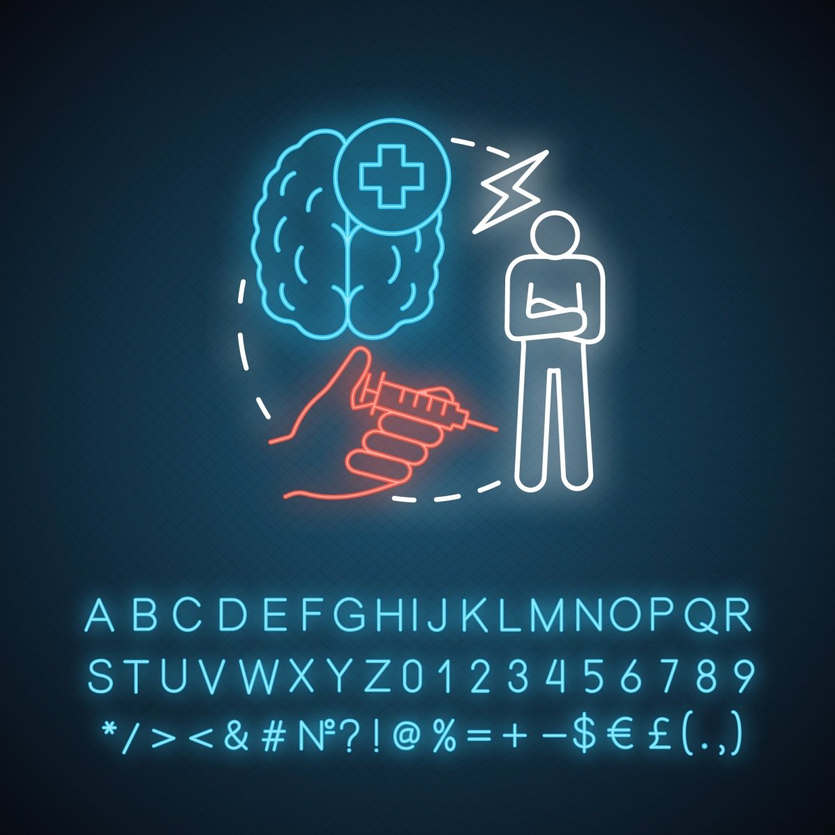 Pharmacy neon light concept icon bundle