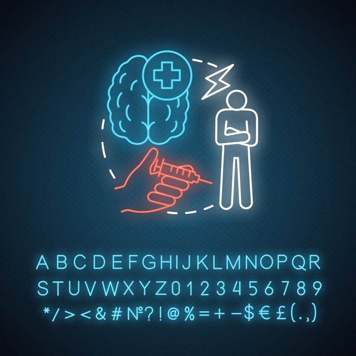 Pharmacy neon light concept icon bundle