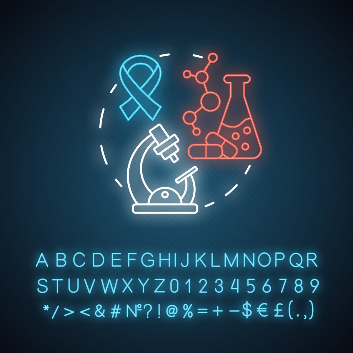 Pharmacy neon light concept icon bundle