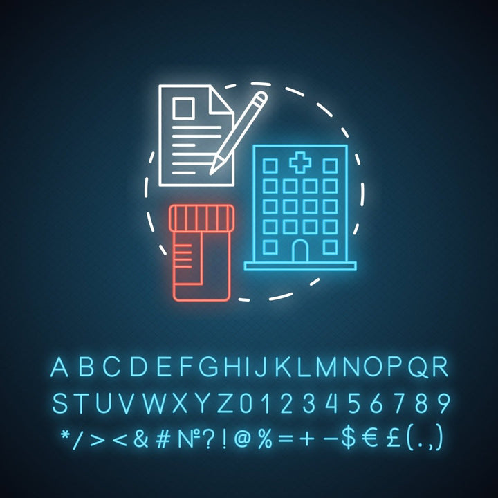 Pharmacy neon light concept icon bundle