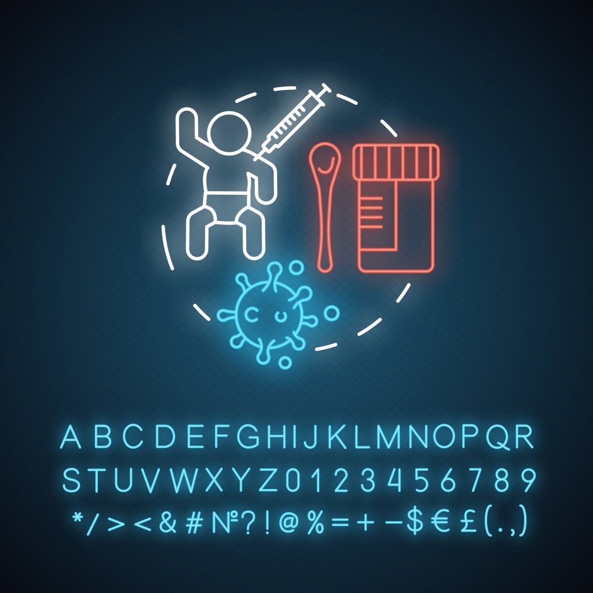 Pharmacy neon light concept icon bundle