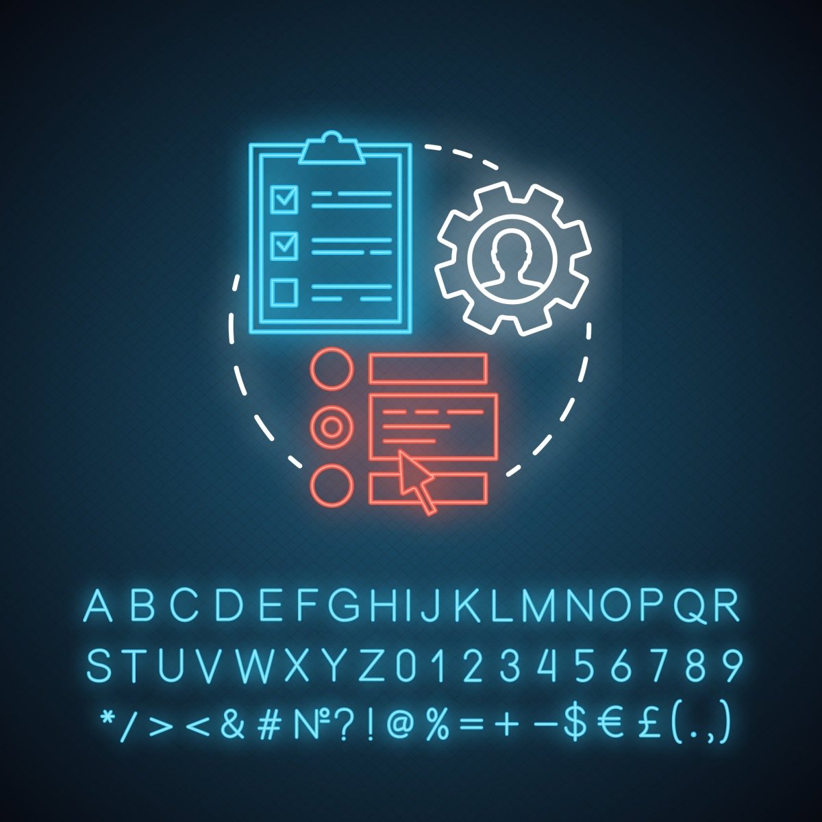 Pharmacy neon light concept icon bundle