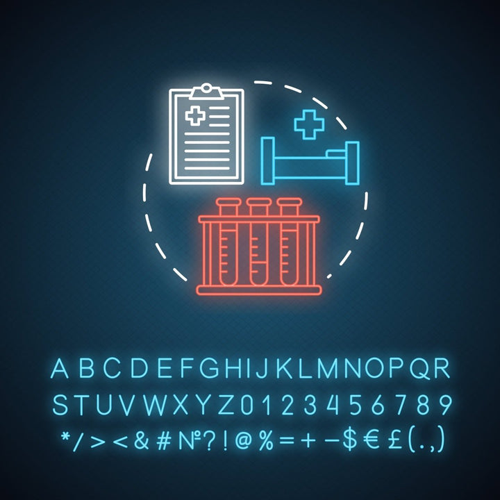 Pharmacy neon light concept icon bundle