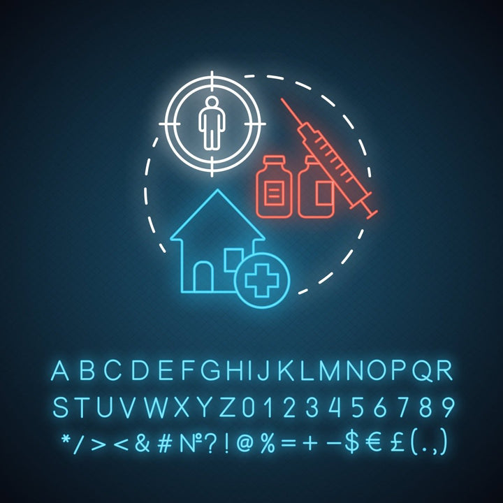 Pharmacy neon light concept icon bundle