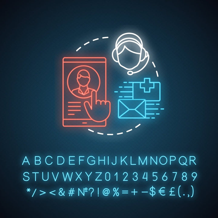 Pharmacy neon light concept icon bundle